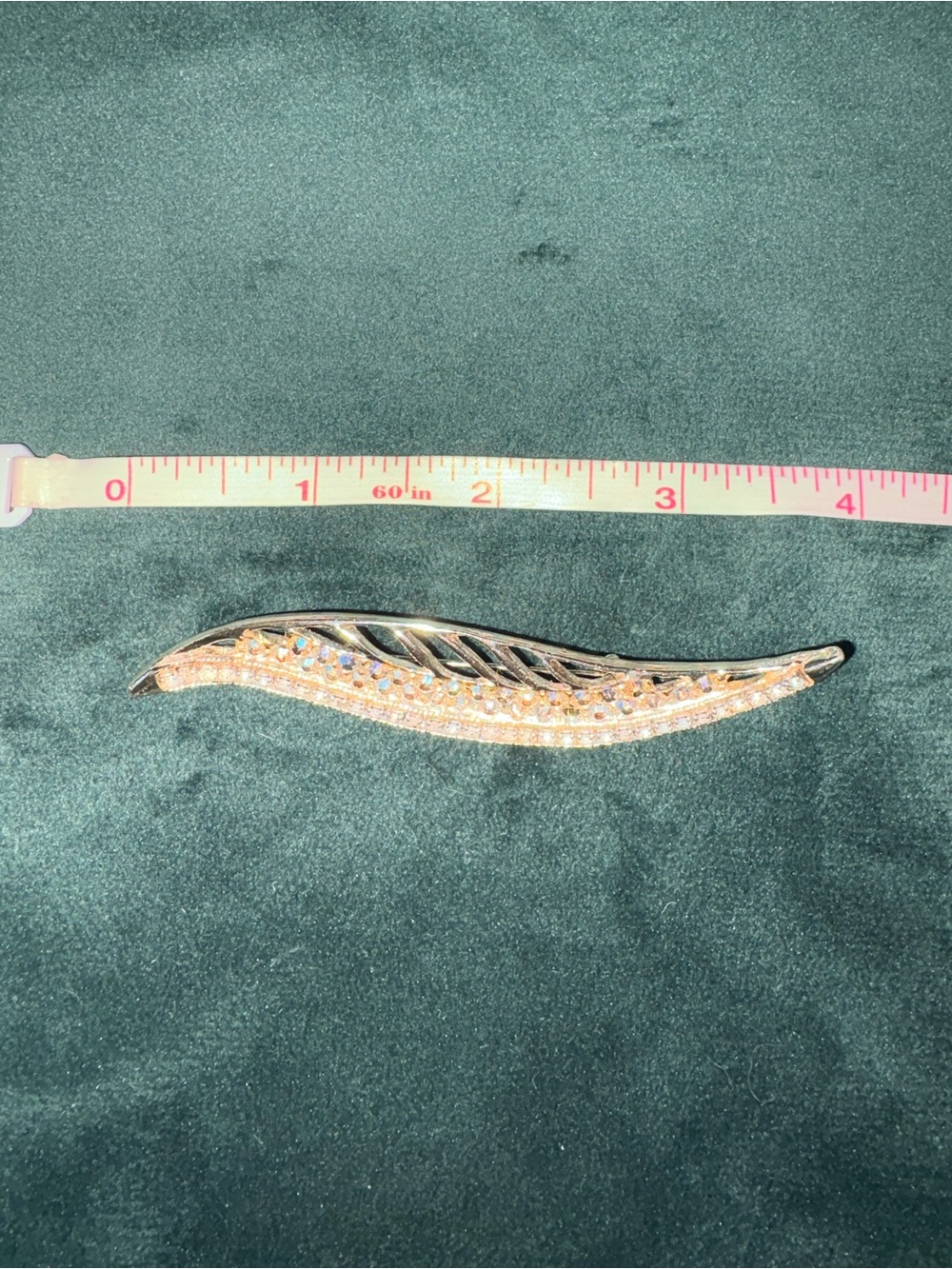 Mid-century Rhinestone Feather Brooch - Picture 8 of 8
